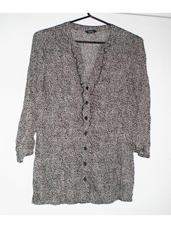 Reitmans Tops - Reitmans Speckled Ruffle-Trim Button Front Top